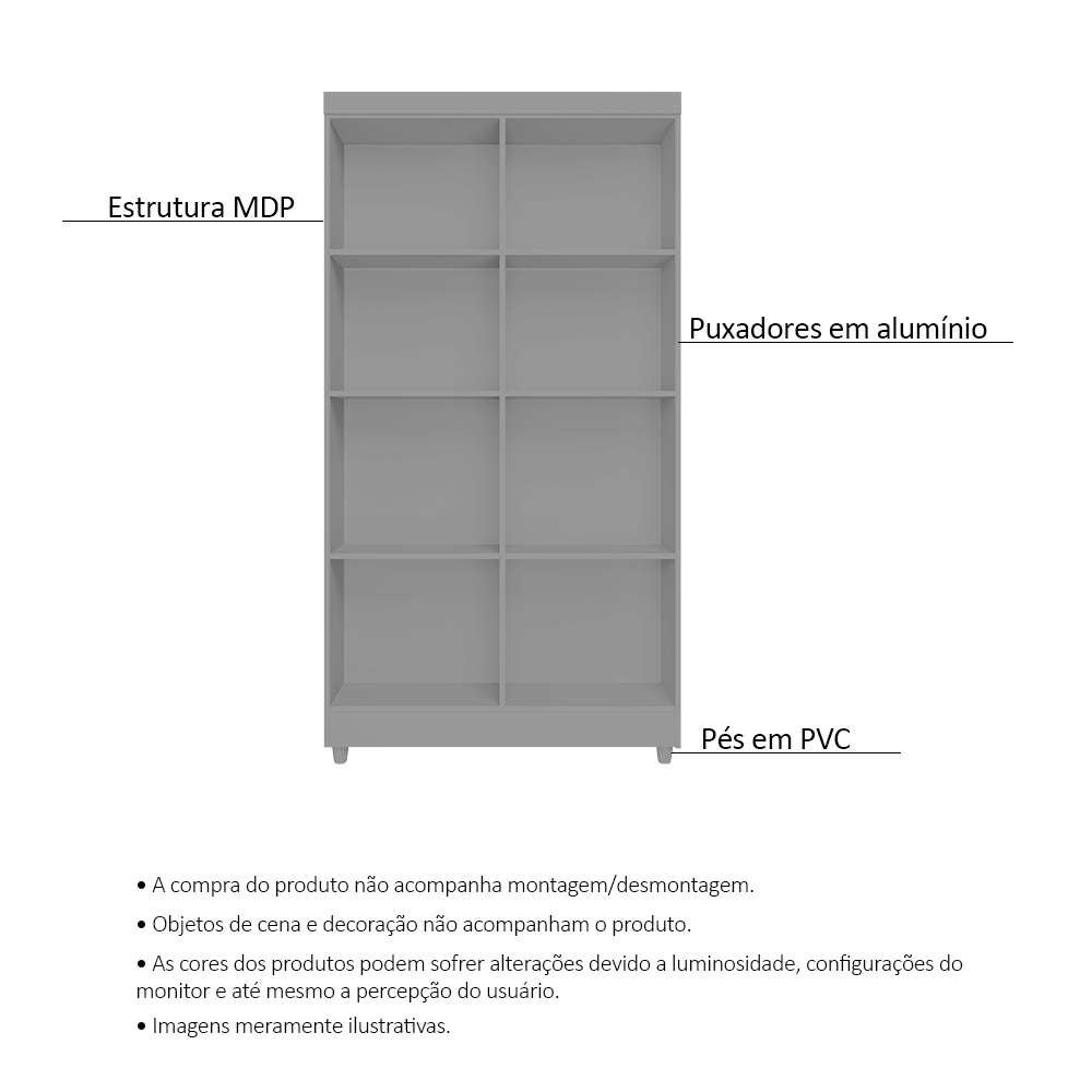 Armário Lavanderia Multiuso Samanta 4 Portas Cedro - Saga Decor