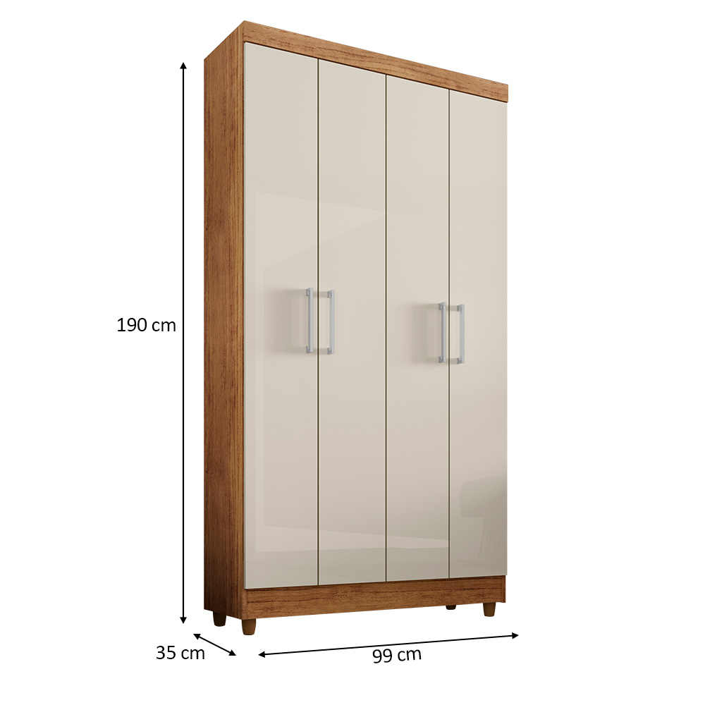 Armário Lavanderia Multiuso Samanta 4 Portas Cedro Areia - Saga Decor
