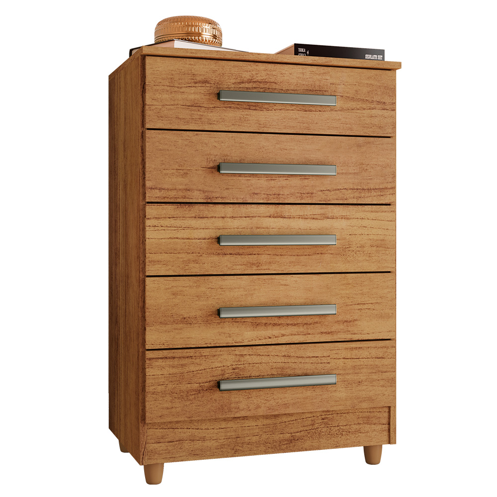 Cômoda para Quarto 5 Gavetas Paola Cedro - Saga Decor