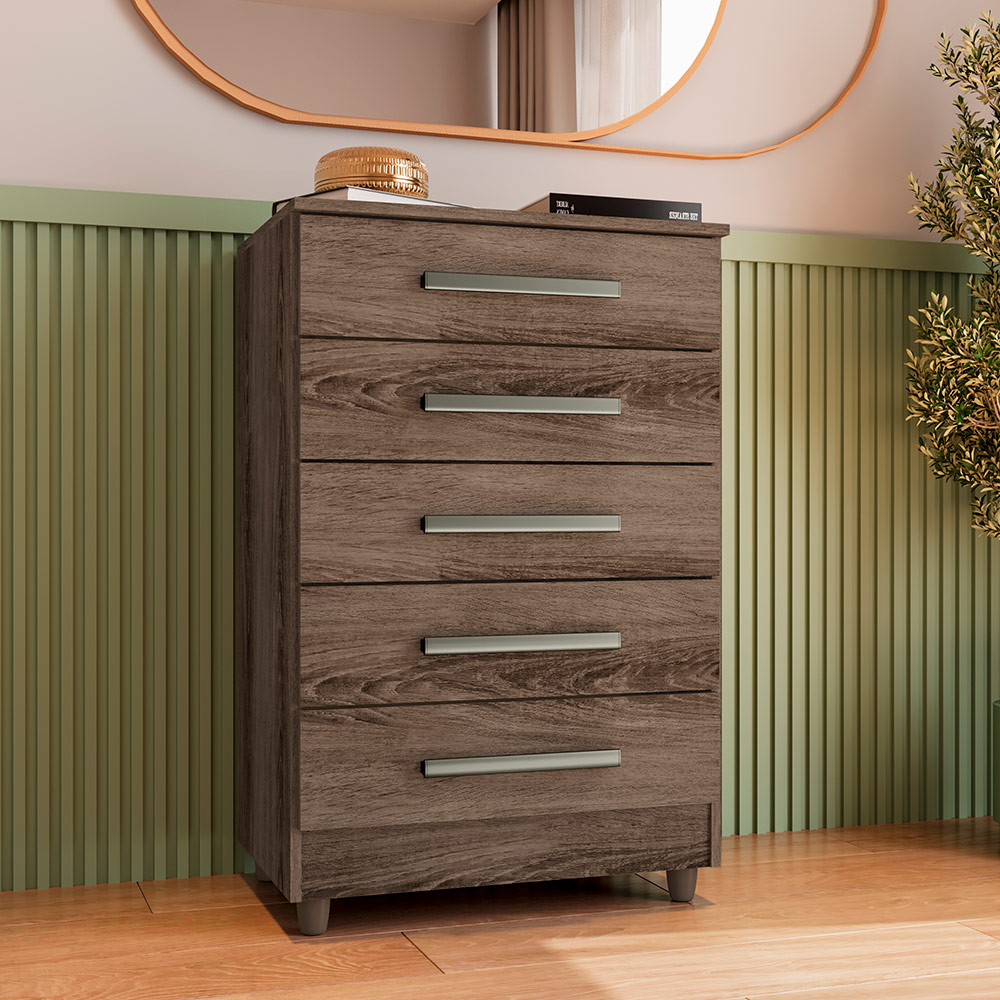 Cômoda para Quarto 5 Gavetas Paola Ypê - Saga Decor