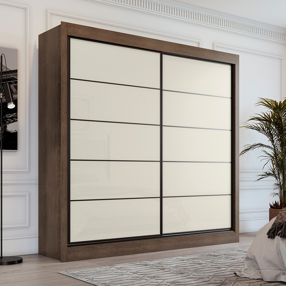 Guarda Roupa Casal 2 Portas 4 Gavetas Blumenau Ypê Areia - Saga Decor