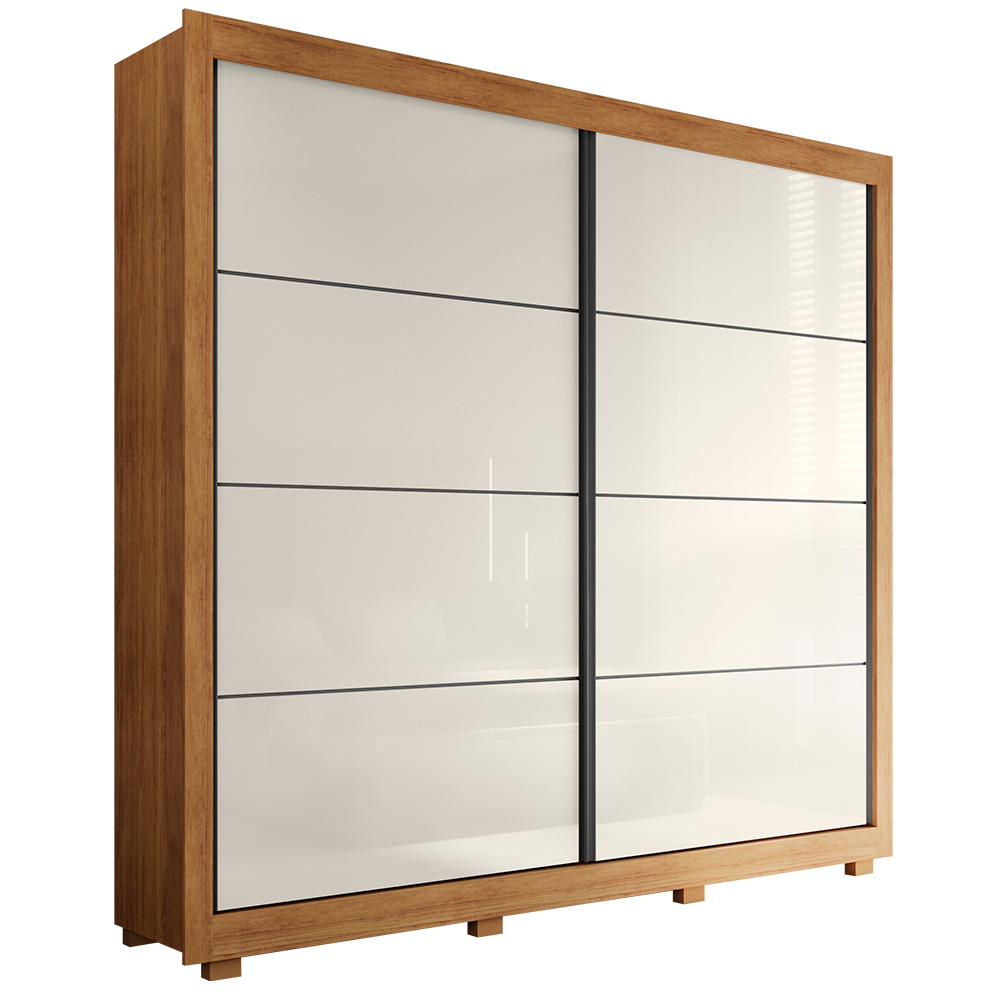 Guarda Roupa Casal 2 Portas de Correr Copacabana Cedro Areia - Saga Decor