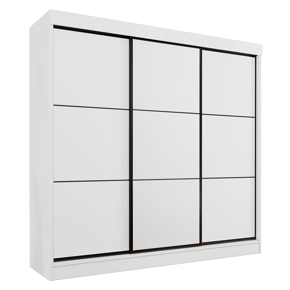 Guarda Roupa Casal 3 Portas de Correr 8 Gavetas Tókio Branco - Saga Decor