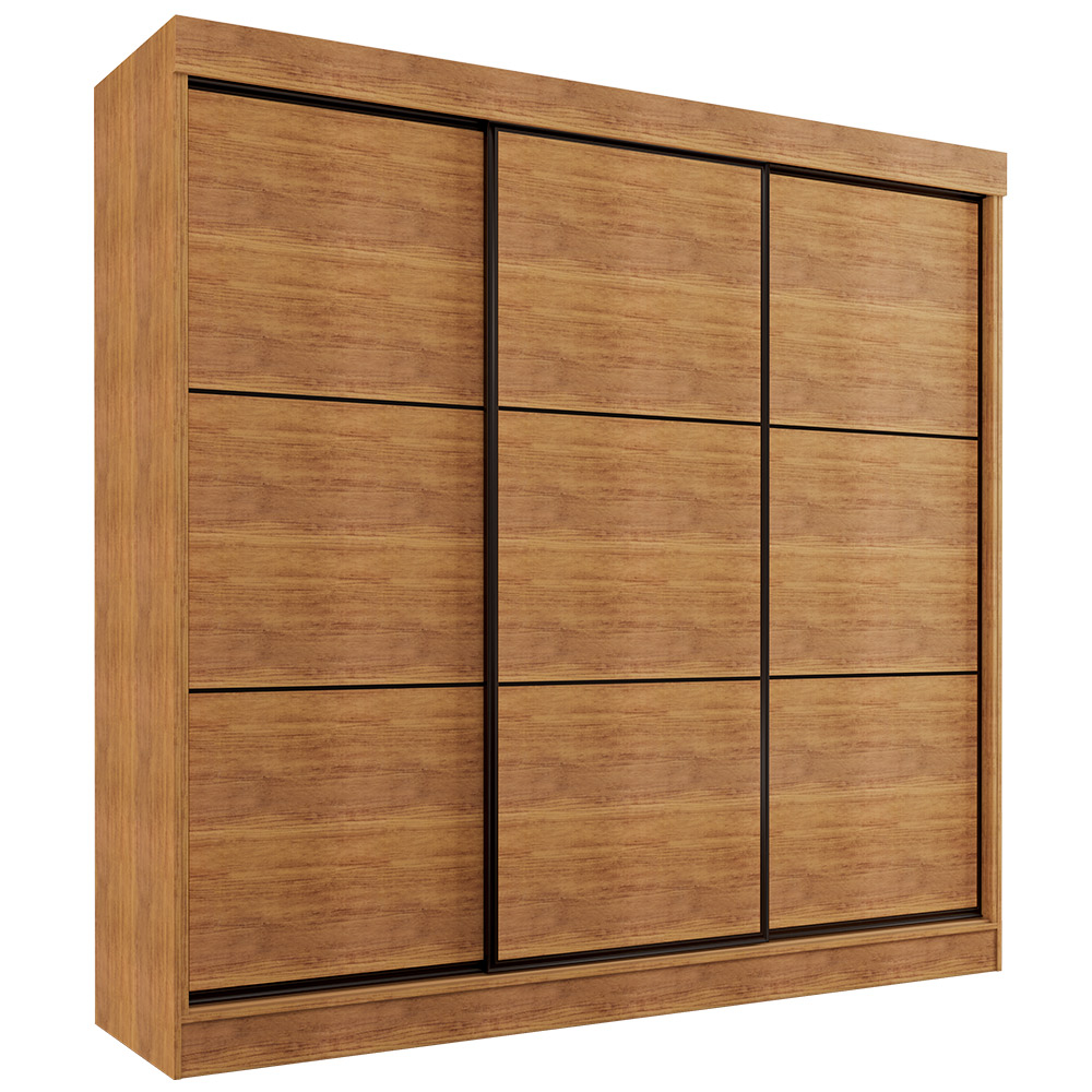 Guarda Roupa Casal 3 Portas de Correr 8 Gavetas Tókio Cedro - Saga Decor