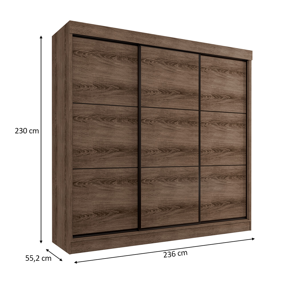 Guarda Roupa Casal 3 Portas de Correr 8 Gavetas Tókio Ypê - Saga Decor