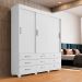 Guarda Roupa Casal 3 Portas de Correr 9 Gavetas Itapema ll Branco Fosco - Saga Decor