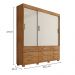 Guarda Roupa Casal 3 Portas de Correr 9 Gavetas Itapema ll Cedro Areia - Saga Decor