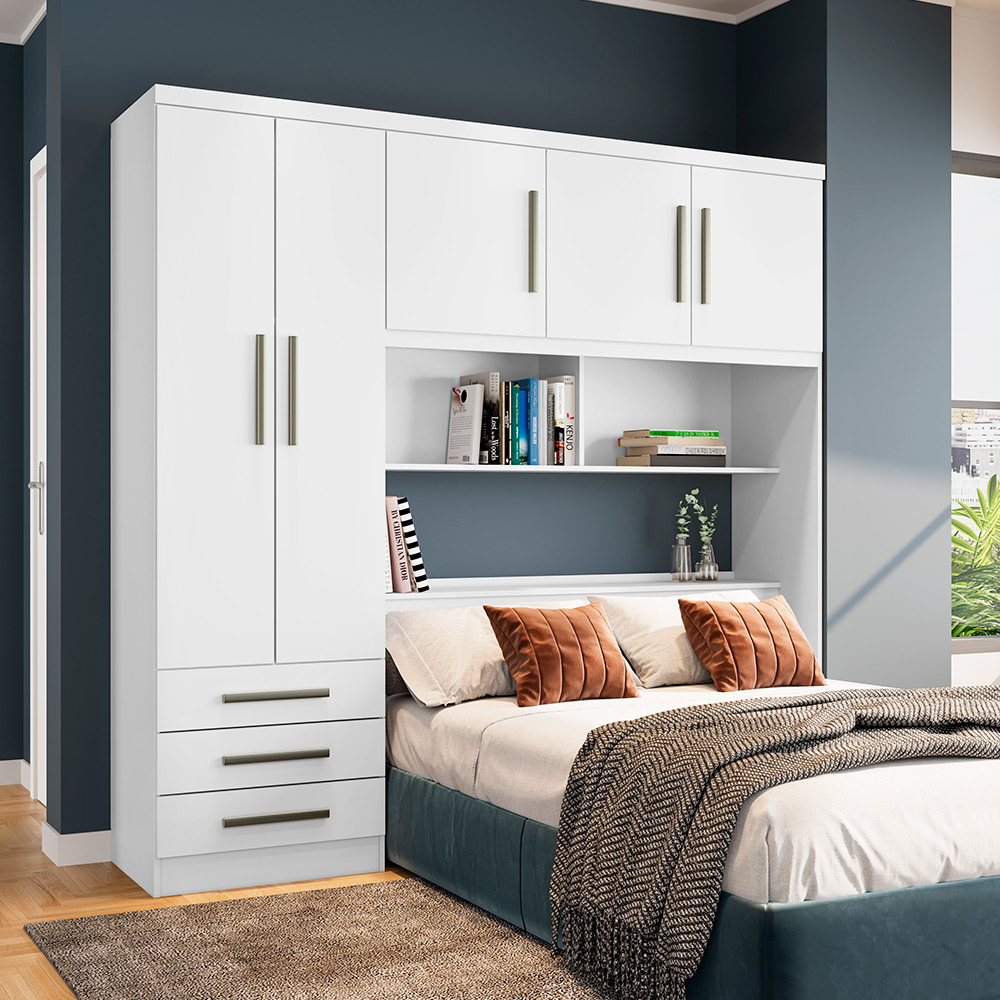 Guarda Roupa Casal 5 Portas 3 Gavetas México Branco - Saga Decor