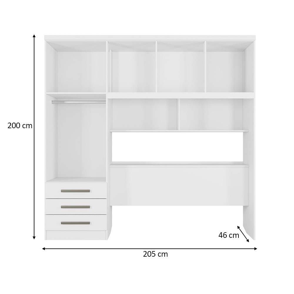Guarda Roupa Casal 5 Portas 3 Gavetas México Branco - Saga Decor