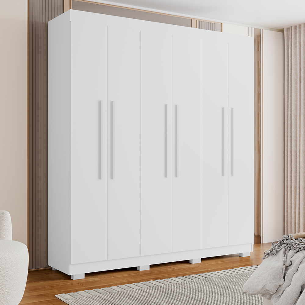 Guarda Roupa Casal 6 Portas 4 Gavetas Porto Bello Plus Branco - Saga Decor