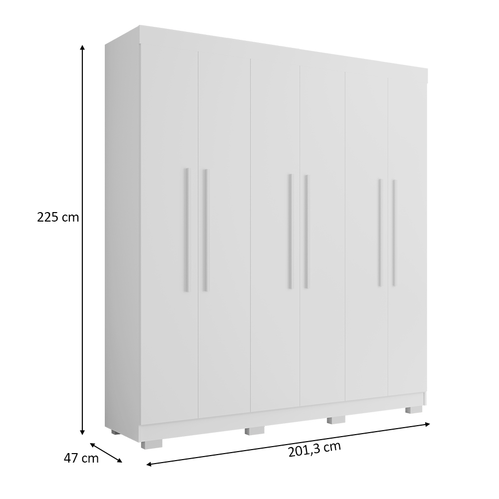 Guarda Roupa Casal 6 Portas 4 Gavetas Porto Bello Plus Branco - Saga Decor