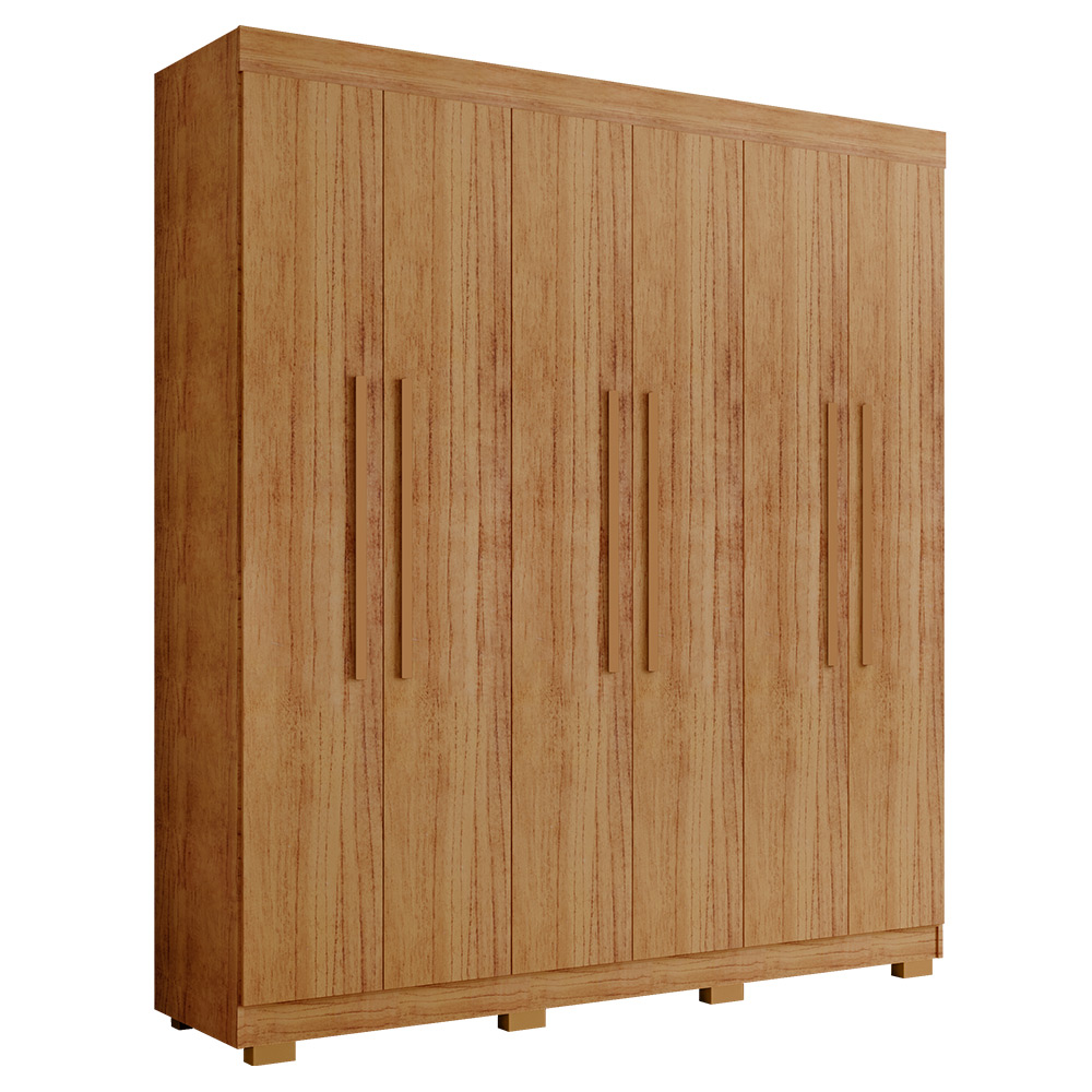 Guarda Roupa Casal 6 Portas 4 Gavetas Porto Bello Plus Cedro - Saga Decor