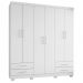 Guarda Roupa Casal 6 Portas 4 Gavetas Santiago ll Branco - Saga Decor
