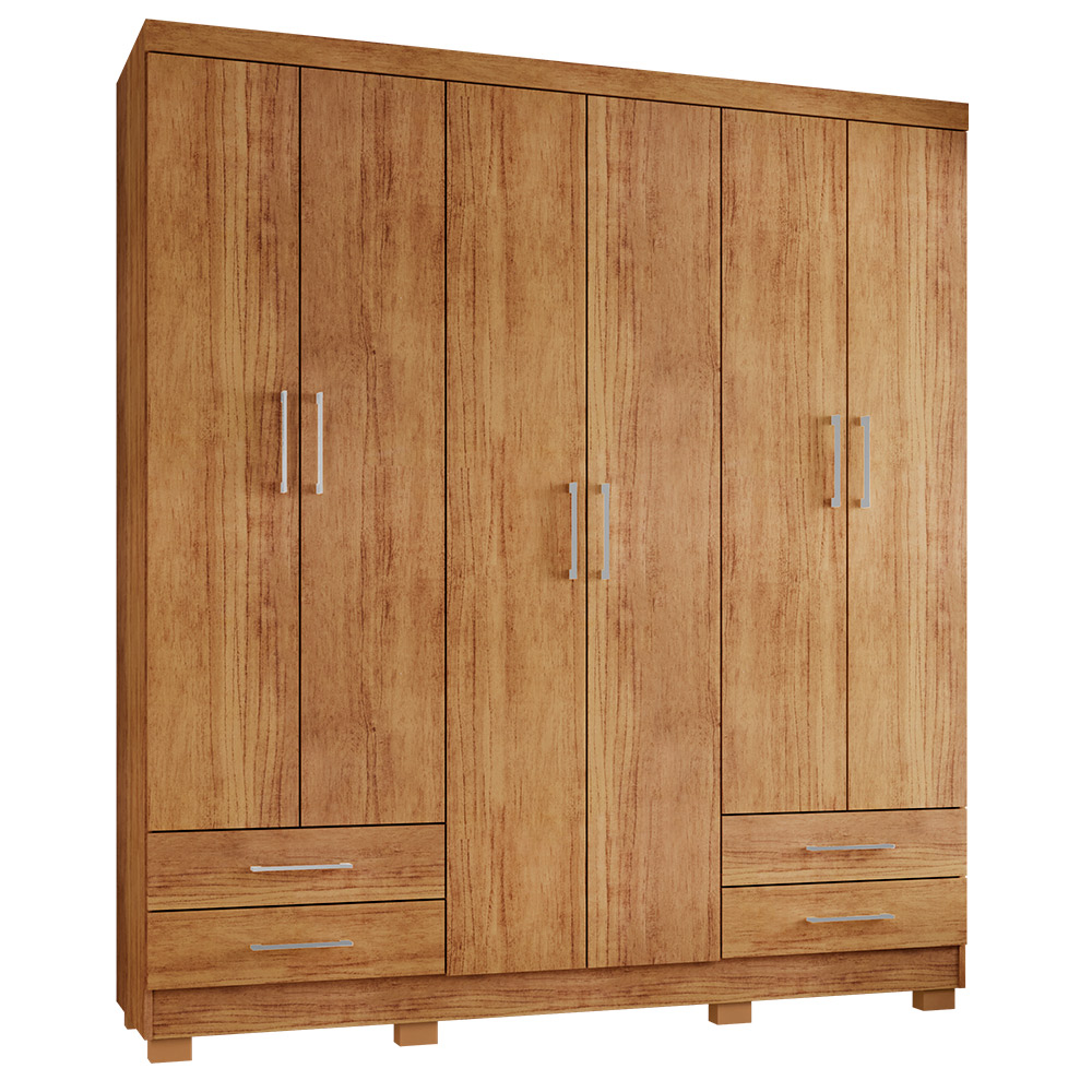 Guarda Roupa Casal 6 Portas 4 Gavetas Santiago ll Cedro - Saga Decor
