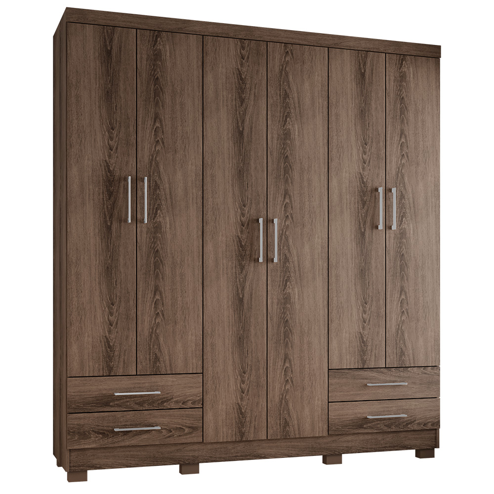 Guarda Roupa Casal 6 Portas 4 Gavetas Santiago ll Ypê - Saga Decor