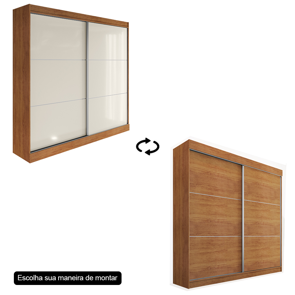 Guarda Roupa Casal Flex 2 Portas Deslizante 4 Gavetas Montes Claros Cedro Areia - Saga Decor