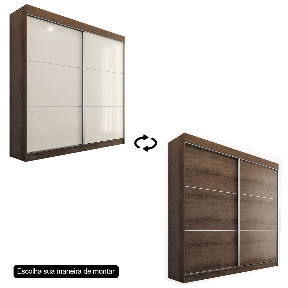Guarda Roupa Casal Flex 2 Portas Deslizante 4 Gavetas Montes Claros Ypê Areia - Saga Decor