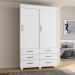 Guarda Roupa Solteiro 2 Portas 6 Gavetas Búzios Branco - Saga Decor