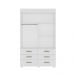 Guarda Roupa Solteiro 2 Portas 6 Gavetas Búzios Branco - Saga Decor