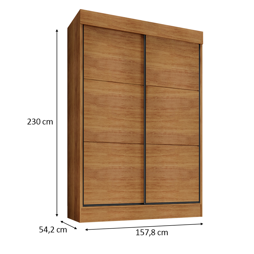 Guarda Roupa Solteiro 2 Portas Deslizante 4 Gavetas Chicago Cedro - Saga Decor