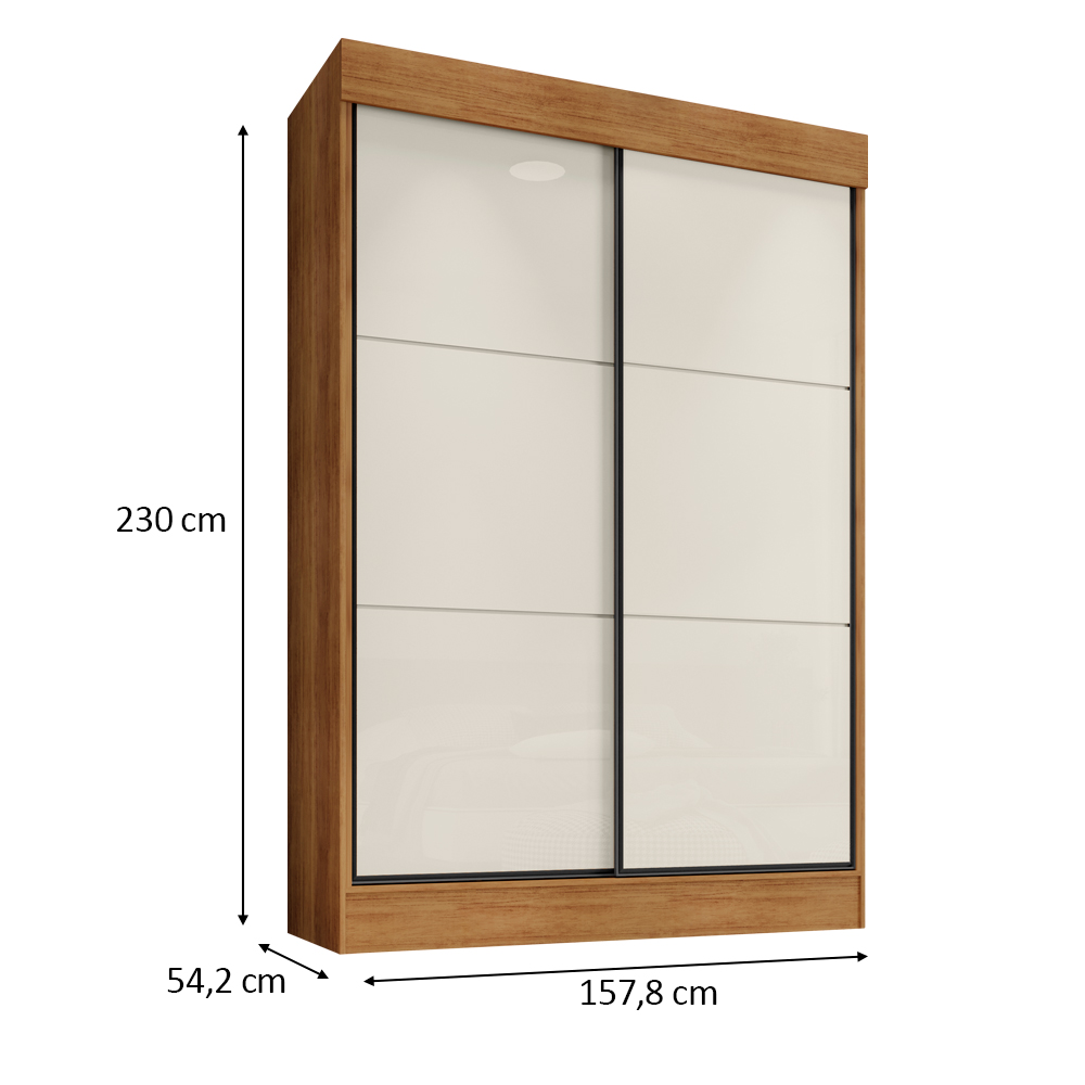 Guarda Roupa Solteiro 2 Portas Deslizante 4 Gavetas Chicago Cedro Areia - Saga Decor