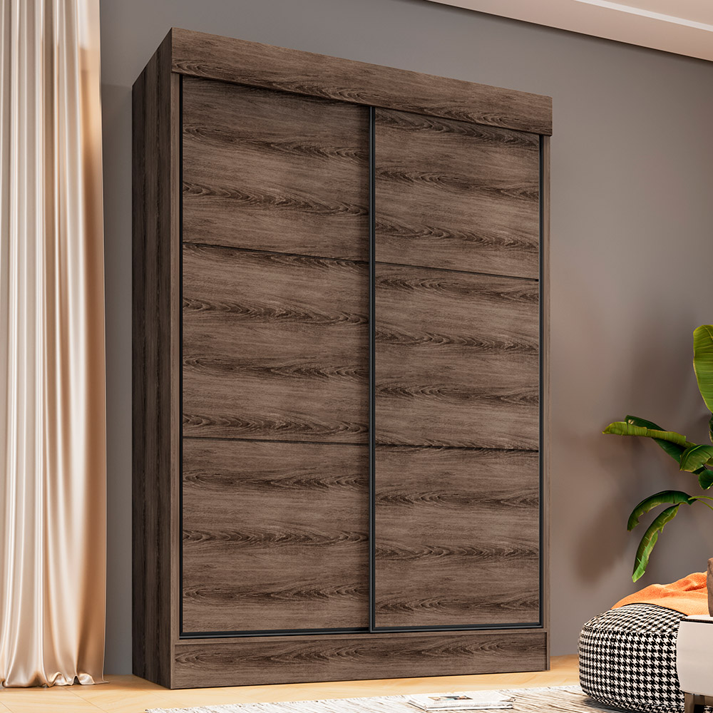 Guarda Roupa Solteiro 2 Portas Deslizante 4 Gavetas Chicago Ypê - Saga Decor