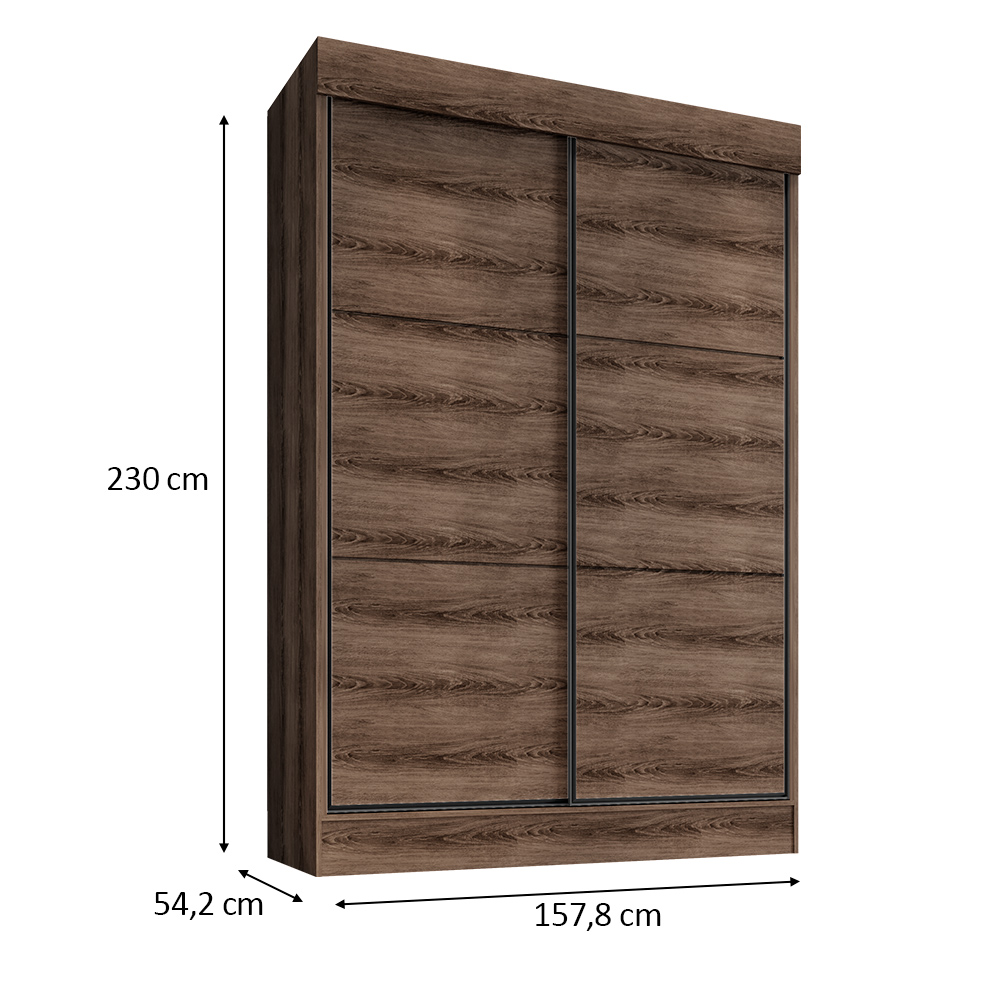 Guarda Roupa Solteiro 2 Portas Deslizante 4 Gavetas Chicago Ypê - Saga Decor