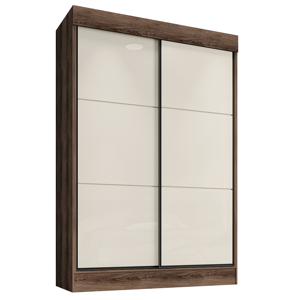 Guarda Roupa Solteiro 2 Portas Deslizante 4 Gavetas Chicago Ypê Areia - Saga Decor