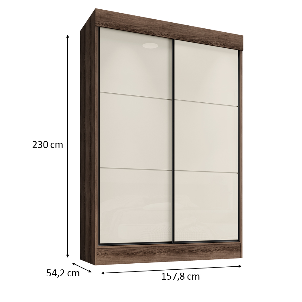 Guarda Roupa Solteiro 2 Portas Deslizante 4 Gavetas Chicago Ypê Areia - Saga Decor