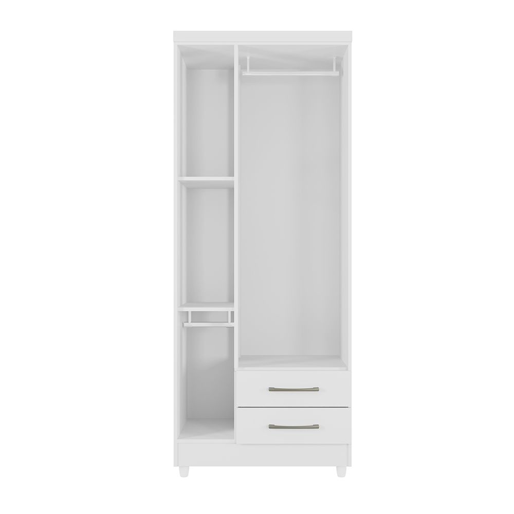 Guarda Roupa Solteiro Barcelona 3 Portas 2 Gavetas Branco - Saga Decor