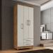 Guarda Roupa Solteiro Barcelona 3 Portas 2 Gavetas Cedro Areia - Saga Decor