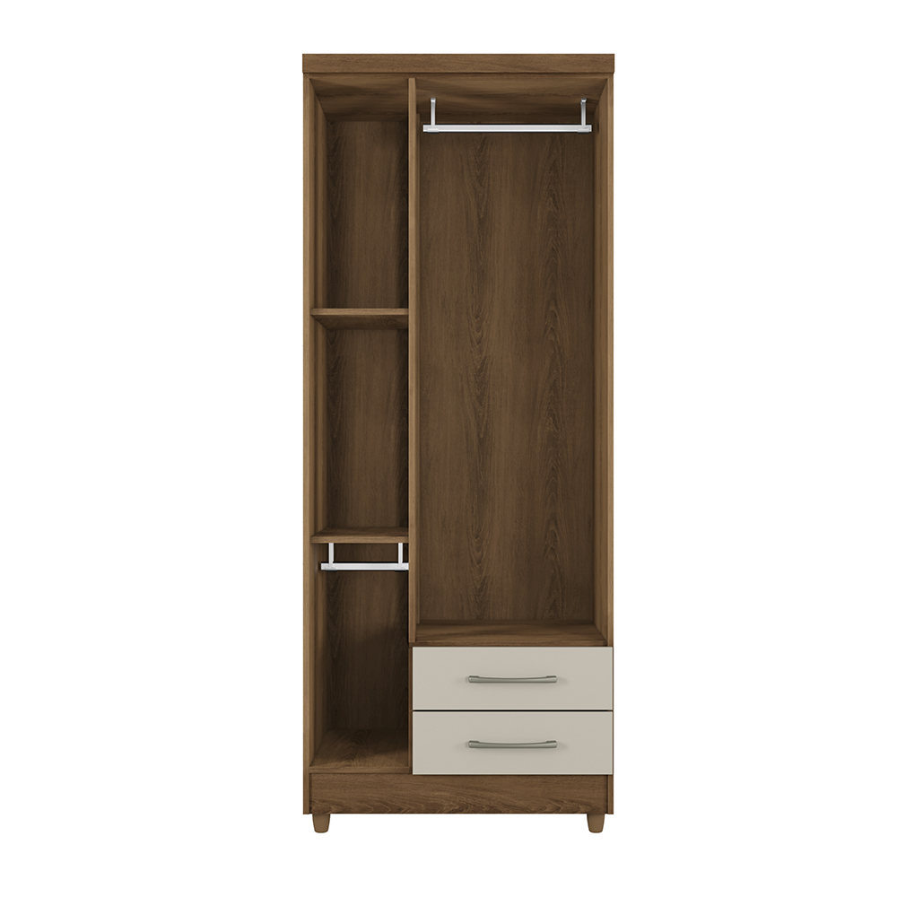 Guarda Roupa Solteiro Barcelona 3 Portas 2 Gavetas Cedro Areia - Saga Decor