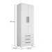 Guarda Roupa Solteiro Floripa 2 Portas 3 Gavetas Branco - Saga Decor