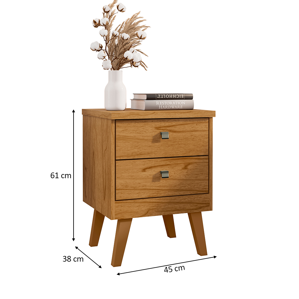Mesa de Cabeceira 2 Gavetas Thor Cedro - Saga Decor