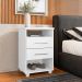 Mesa de Cabeceira para Quarto 2 Gavetas Valente Branco - Saga Decor
