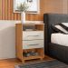 Mesa de Cabeceira para Quarto 2 Gavetas Valente Cedro Areia - Saga Decor
