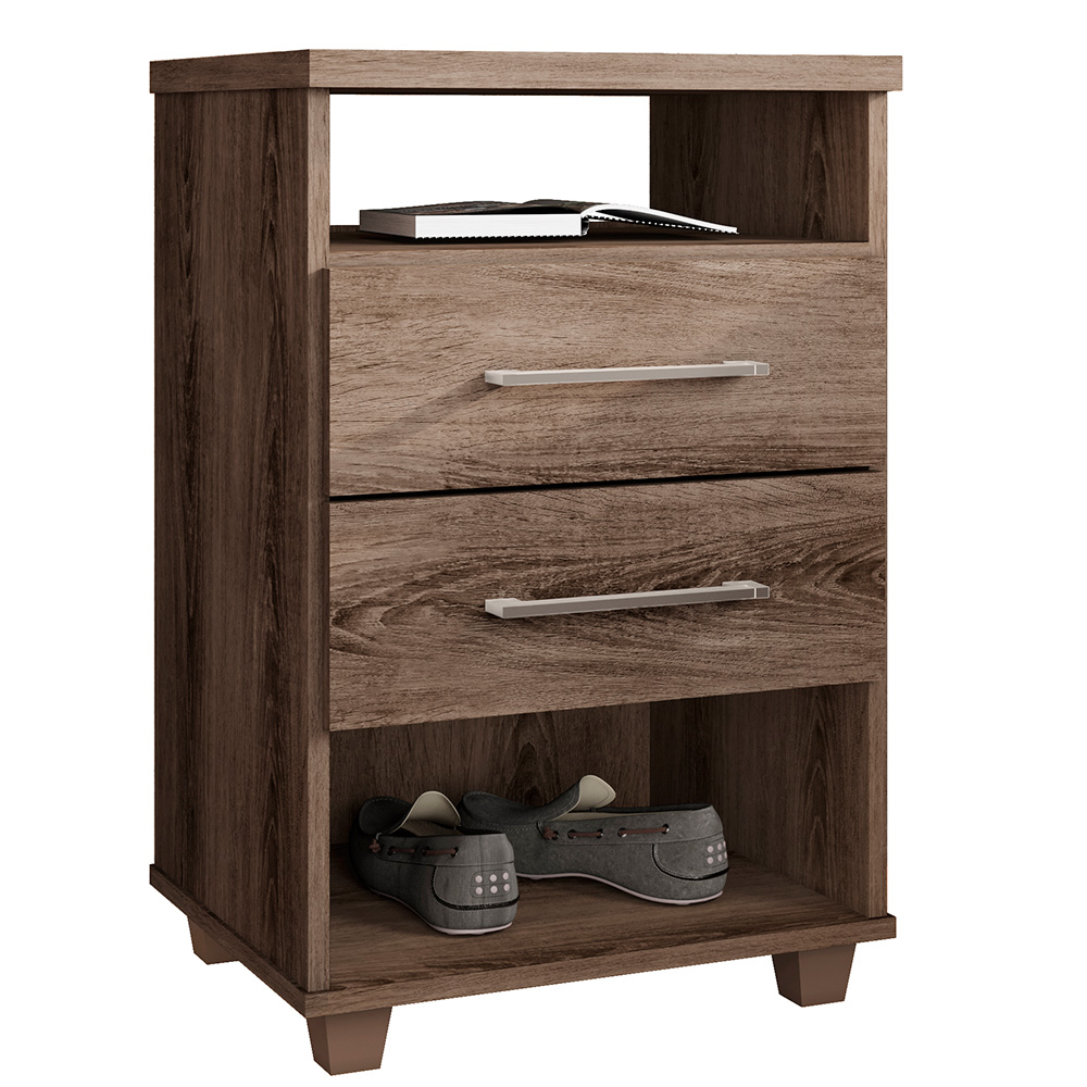 Mesa de Cabeceira para Quarto 2 Gavetas Valente Ypê - Saga Decor