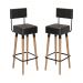 Kit 02 Bancos Banquetas Pés Palito Barcelona Courissimo Preto - Salaone