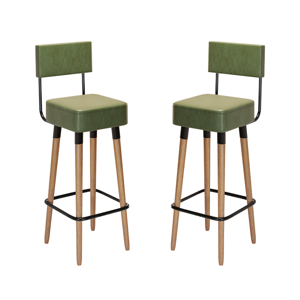 Kit 02 Bancos Banquetas Pés Palito Barcelona Courissimo Verde - Salaone