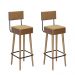Kit 02 Banquetas Alta 70 Cm Barcelona Courissimo Amarula Pés de Madeira - SalaOne