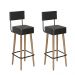 Kit 02 Banquetas Alta 70 Cm Barcelona Preto Pés de Madeira - SalaOne