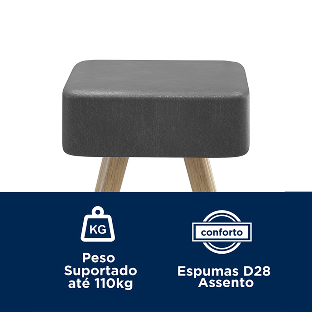 Kit 02 Banquetas Alta 70 Cm Dubai Pés de Madeira - SalaOne