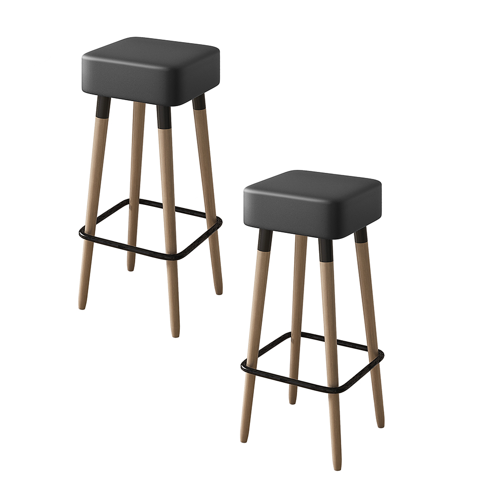 Kit 02 Banquetas Alta 70 Cm Dubai Pés de Madeira - SalaOne