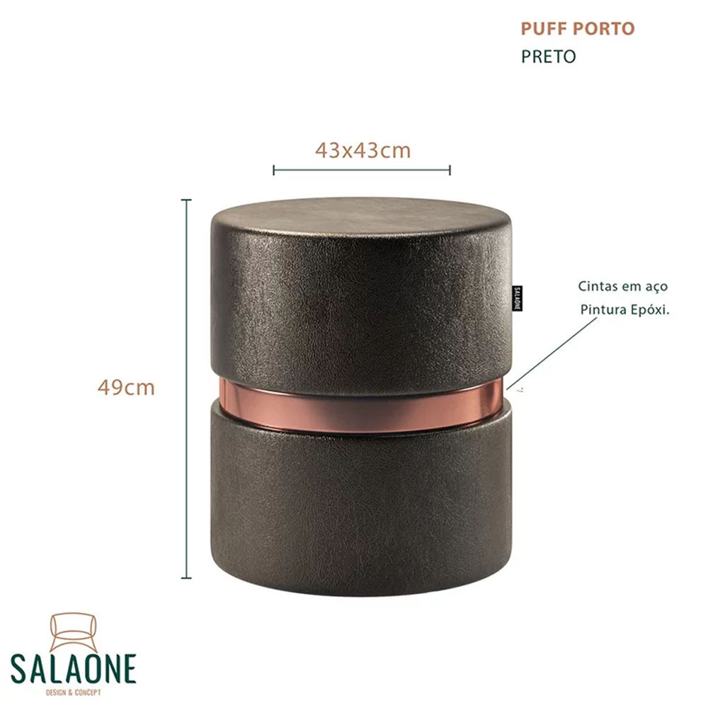 Kit 02 Puffs Decorativo Redondo Porto Luxo  - SalaOne
