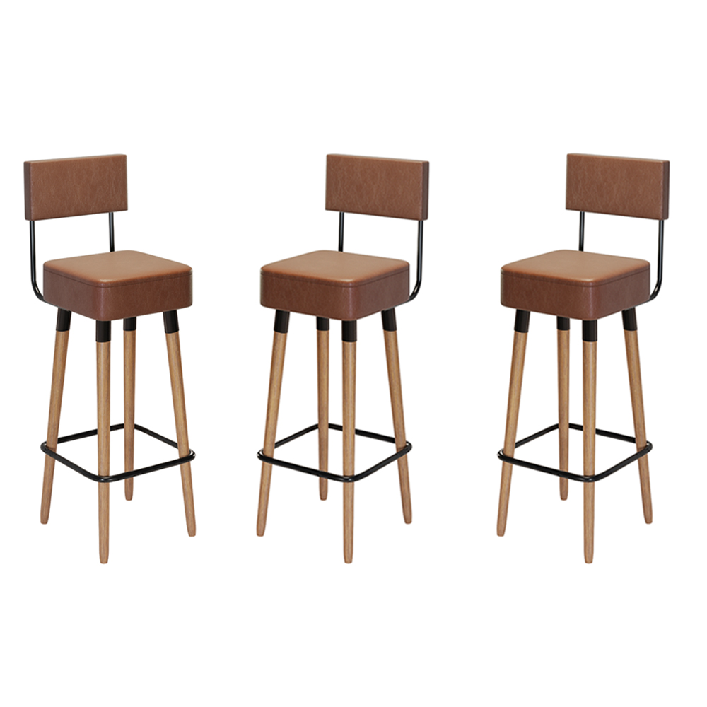 Kit 03 Bancos Banquetas Pés Palito Barcelona Courissimo Café - Salaone