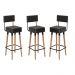 Kit 03 Bancos Banquetas Pés Palito Barcelona Courissimo Preto - Salaone