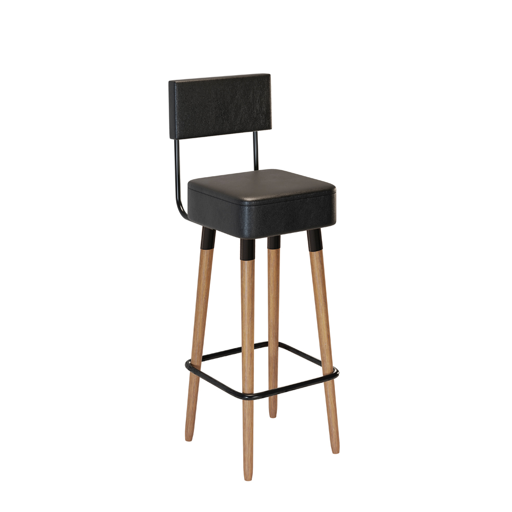 Kit 04 Bancos Banquetas Pés Palito Barcelona Courissimo Preto - Salaone