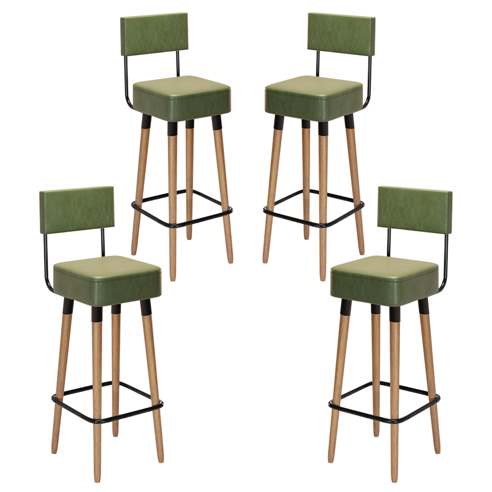 Kit 04 Bancos Banquetas Pés Palito Barcelona Courissimo Verde - Salaone