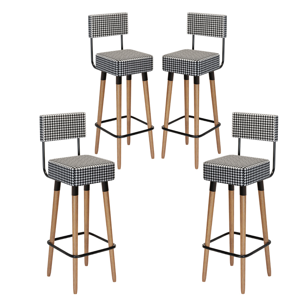 Kit 04 Bancos Banquetas Pés Palito Barcelona Suede Cardan - Salaone