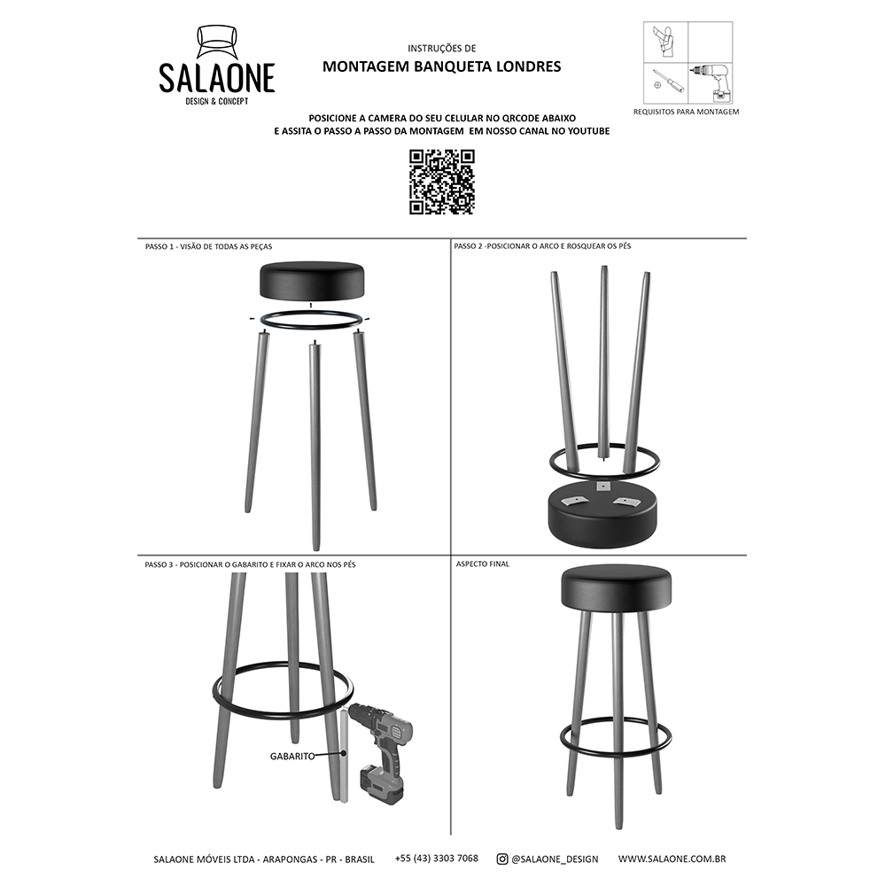 Kit 04 Bancos Banquetas Pés Palito Londres Suede Retrô - Salaone